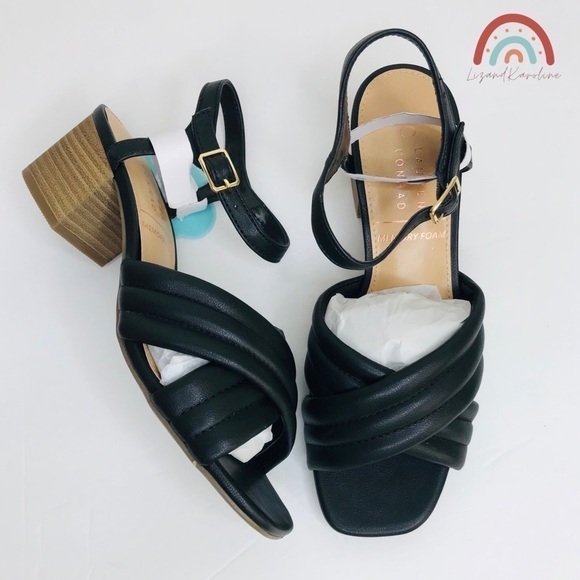 New! Faux Leather Quilted Crisscross Strappy Chunky Bloch Heel Square Sandals - Picture 5 of 10